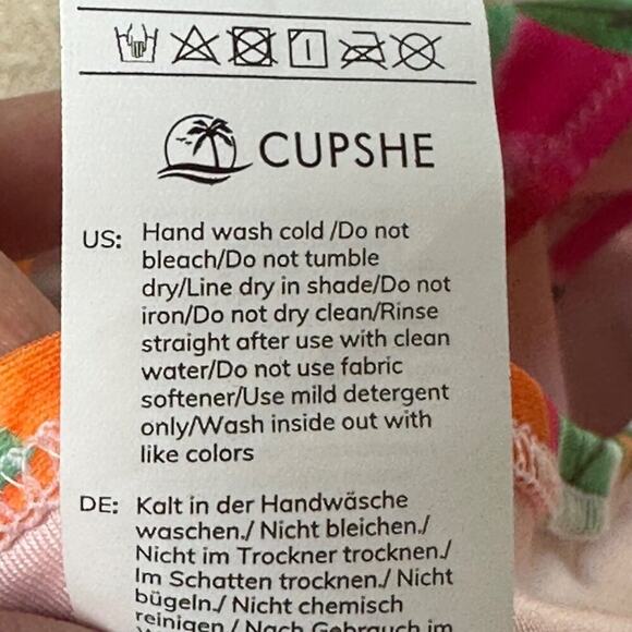 Cupshe Women’s 2PC Bikini Swimsuit Small Orange Top Floral Bottoms Swimwear - Picture 7 of 8